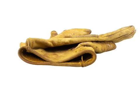 Yellow work gloves Dirty Old isolated on white background Stock Photos