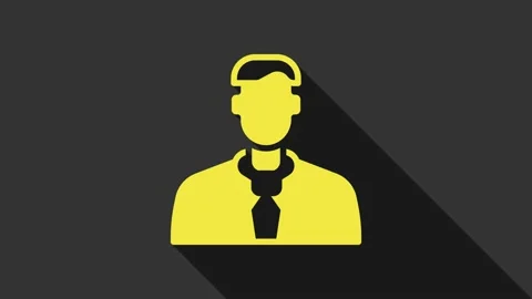 Yellow Worker icon isolated on grey background. Business avatar symbol user Stock Footage 155479923