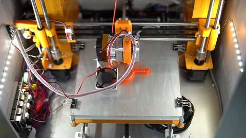Yellow Working 3d printer Stock Footage 87168460