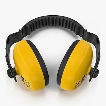 Yellow Working Protective Headphones 3D Model
