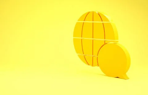 Yellow World map made from speech bubble icon isolated on yellow background.  스톡 일러스트