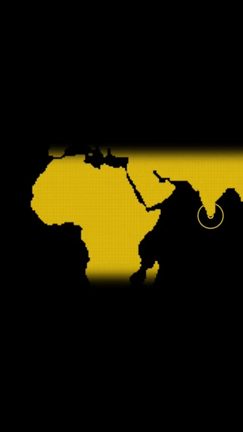 Yellow World Map Silhouette with Gradient on vertical mobile video Black Ba.. Stock Footage 344731178