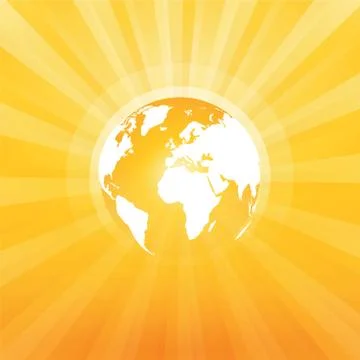 Yellow world map sun ray Stock Illustration