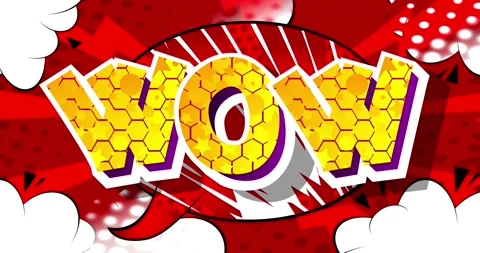 Yellow Wow Word on Red Background Stock Footage 167984594