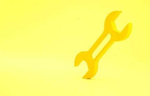 Yellow Wrench spanner icon isolated on yellow background. Minimalism concept. Stock Illustration