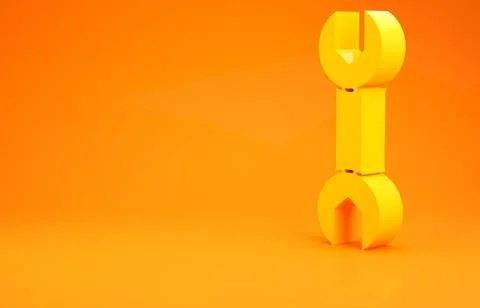 Yellow Wrench spanner icon isolated on orange background. Minimalism concept. イラスト素材