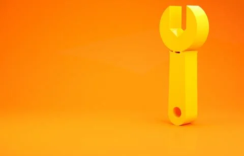 Yellow Wrench spanner icon isolated on orange background. Minimalism concept. イラスト素材