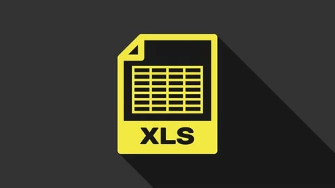 Yellow XLS file document. Download xls button icon isolated on grey background Stock Footage 147694526
