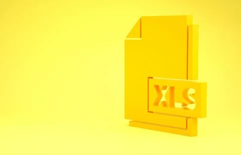 Yellow XLS file document. Download xls button icon isolated on yellow backgro 스톡 일러스트