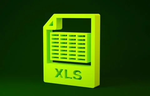 Yellow XLS file document. Download xls button icon isolated on green backgrou Illustrazione stock