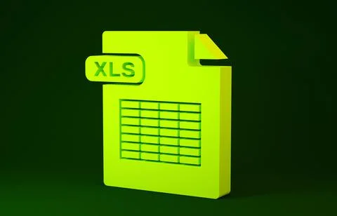 Yellow XLS file document. Download xls button icon isolated on green backgrou 스톡 일러스트