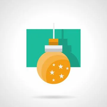 Yellow Xmas bauble flat vector icon Stock Illustration