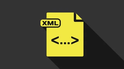 Yellow XML file document. Download xml button icon isolated on grey background Stock Footage 147696908