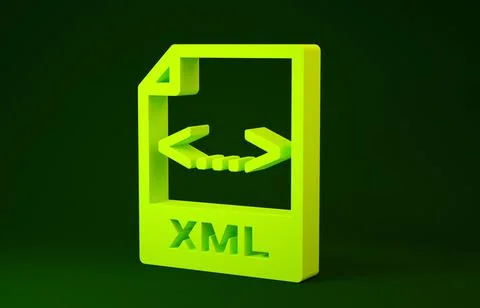 Yellow XML file document. Download xml button icon isolated on green backgrou イラスト素材