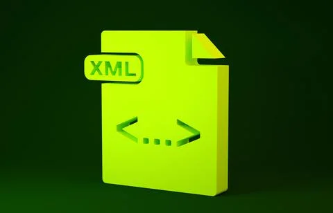 Yellow XML file document. Download xml button icon isolated on green backgrou Stock Illustration
