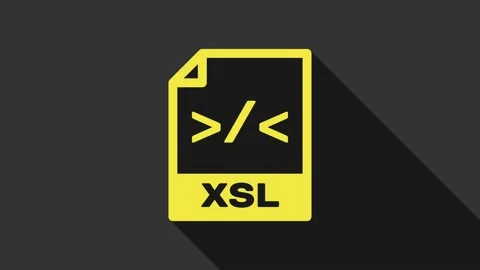 Yellow XSL file document. Download xsl button icon isolated on grey background Stock Footage 147694400