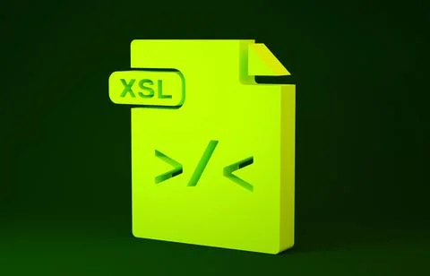 Yellow XSL file document. Download xsl button icon isolated on green backgrou Illustrazione stock