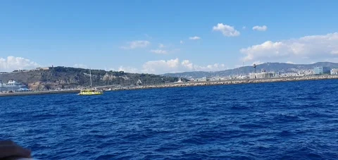 Yellow Yatch, Barcelona Stock Footage 242514614