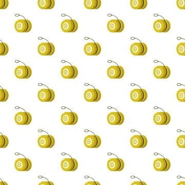 Yellow yo yo toy pattern on white background Stock Illustration