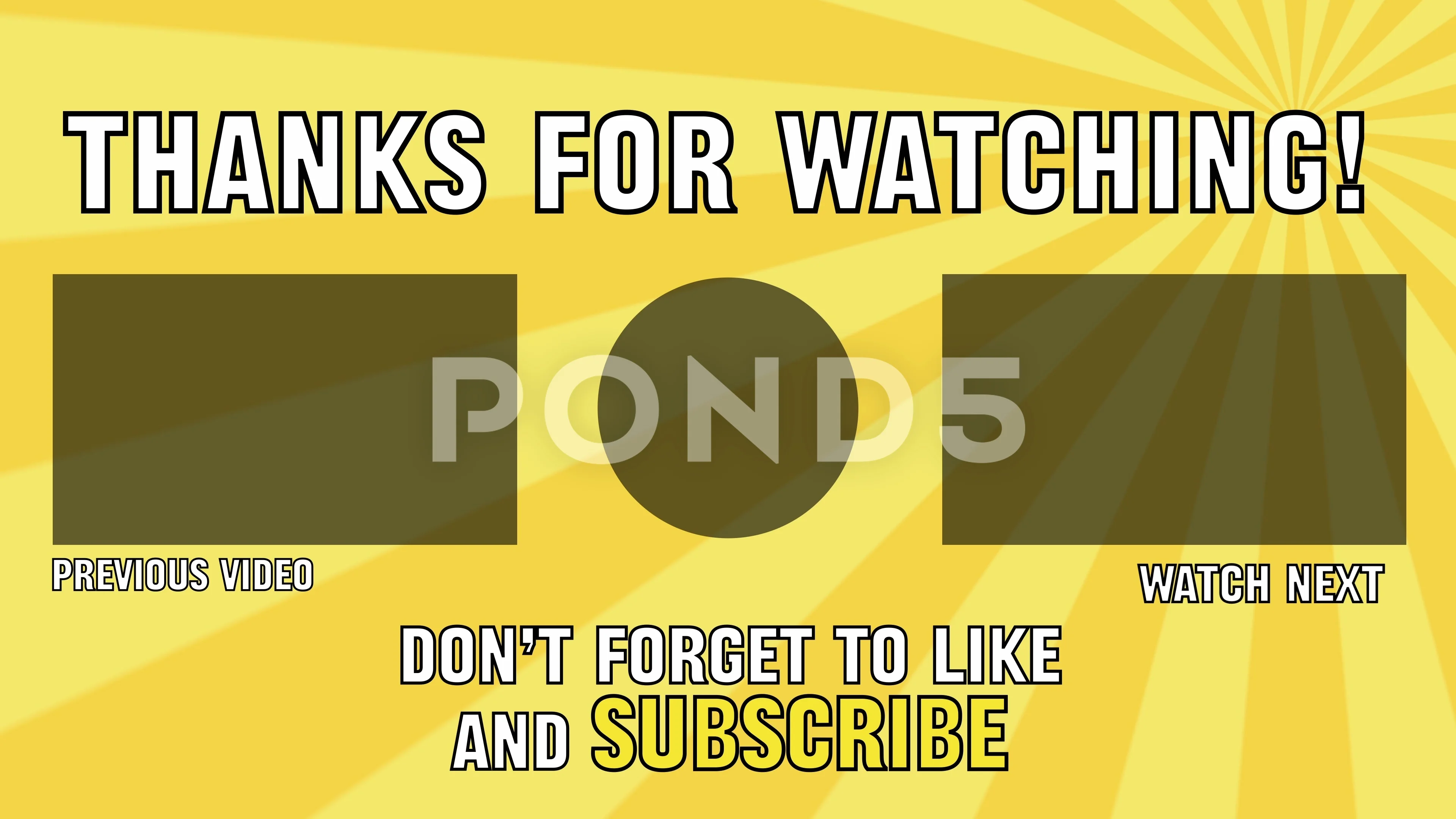 Yellow Youtube End Screen Video Card Animated Outro Template