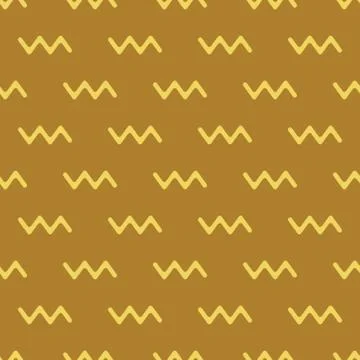 Yellow zigzag pattern on brown seamless background. Stock Illustration