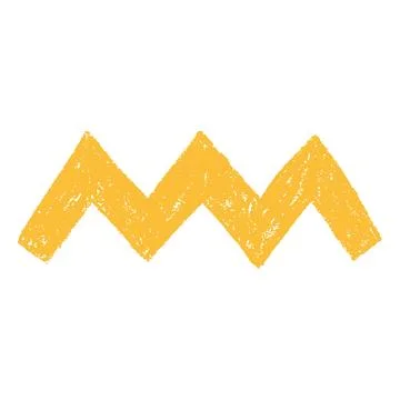 Yellow zigzag pattern crayon texture, paper cut out shape, sharp uneven line イラスト素材