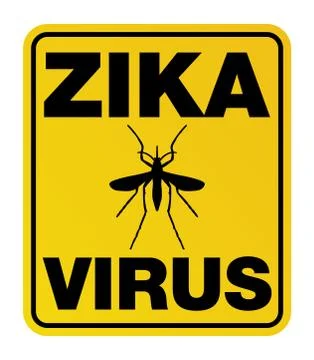 Yellow Zika Virus Warning Sign Stock Illustration