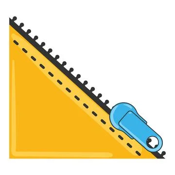 Yellow zipper bag with blue puller in cartoon style Vector Stock Illustration