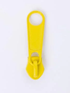 Yellow zipper pull single Foto stock