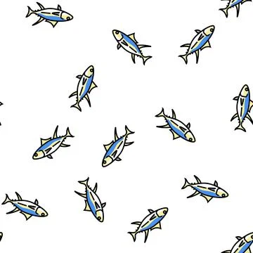 Yellowfin tuna vector seamless pattern Stock Illustration