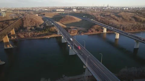 Yellowhead Highway Bridge, Afternnon of November 21, 2023 Stock Footage 276324344