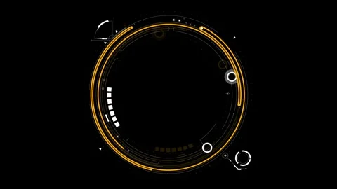 YellowHud circle with elements. Computer generated ring on black background Stock Footage 276809264