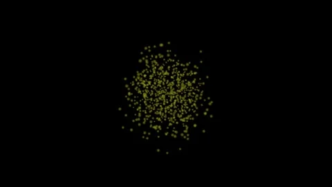 Yellowish-green dots cluster into a circle against black background Stock Footage 328218302