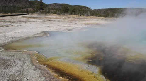 Yellowstone Biscuit Basin, Thermal Pools, Steam 스톡 동영상 8966493