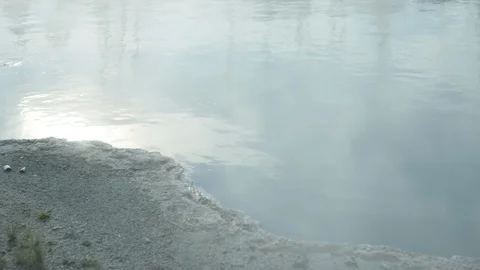 Yellowstone blue thermal pool 2 with steam Video stock 107102775