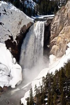 Yellowstone falls in spring Stock Photos