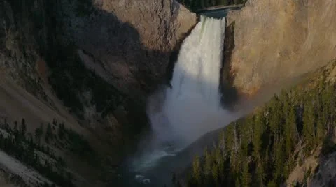 Yellowstone Falls At Sunrise Stock Footage 8992170