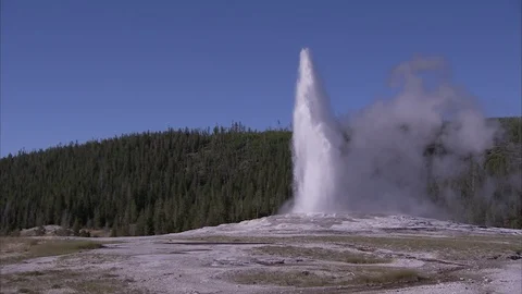 Yellowstone Geyser Erupting for Crowd Stock Footage 86756552