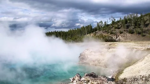 Yellowstone Hot Spring Stock Footage 78554389