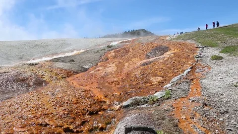 Yellowstone Hot Spring Landscape Stock Footage 100525641