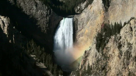 Yellowstone Lower Falls Rainbow Stock Footage 541281