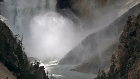 Yellowstone Lower Falls Slow Motion Video stock 76949451