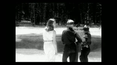 Yellowstone NP Emerald Pool 1934 B-W 動画素材 12711077