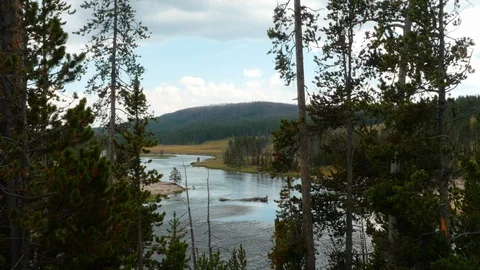 Yellowstone River at Hayden Valley Stock Footage 93416319