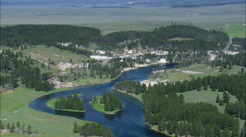 Yellowstone River By Mud Volcano Stock Footage 65438505