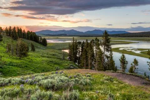 Yellowstone River Sunset Stock Photos