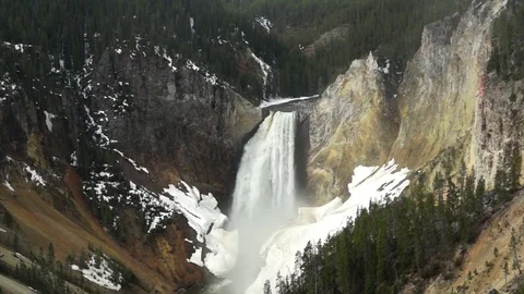 Yellowstone River's Lower Falls in Springtime Stock Footage 82142621