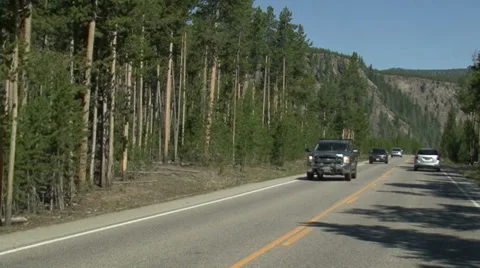 Yellowstone Road Stock-Footage 28568742