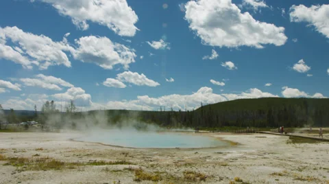 Yellowstone time lapse with clouds passing by over a hot pot. Stock Footage 39934573