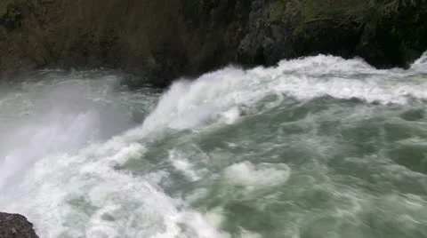 Yellowstone Upper Falls from above Stock Footage 11200220